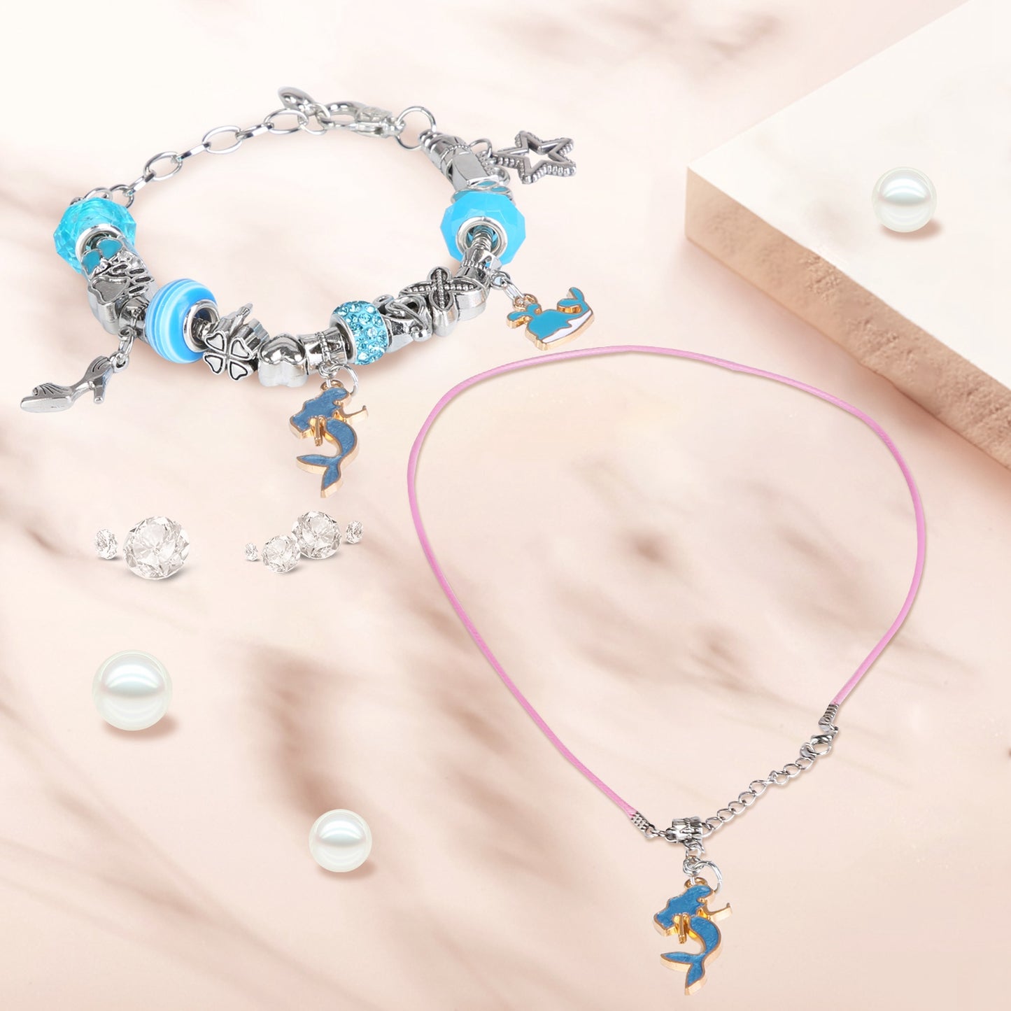 66Pcs Charm Bracelet Making Kit Kids Jewelry Necklace Making Kits Colorful