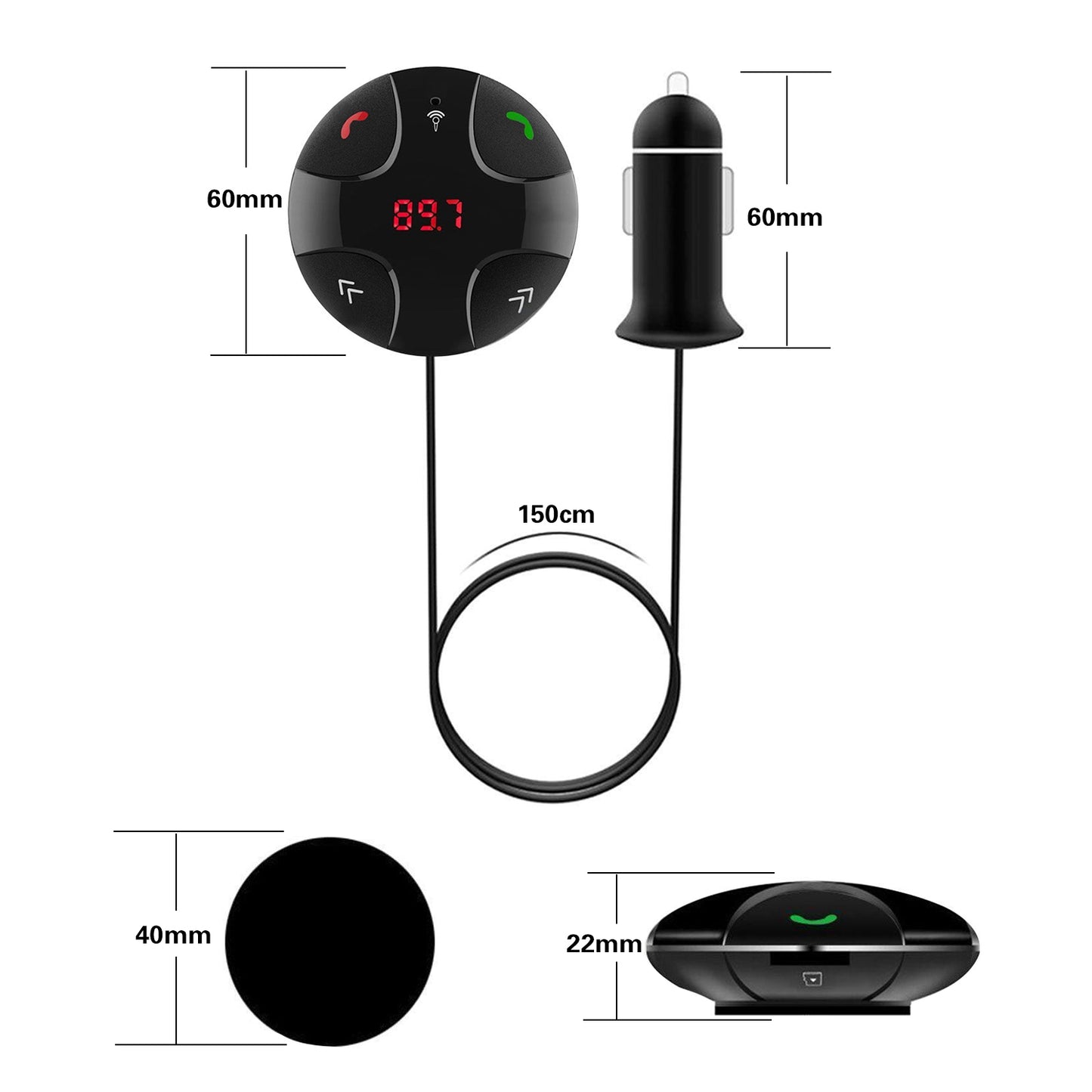 Wireless FM Transmitter wireless 4.2 Car Kit Fast USB Charge Hands-free Call