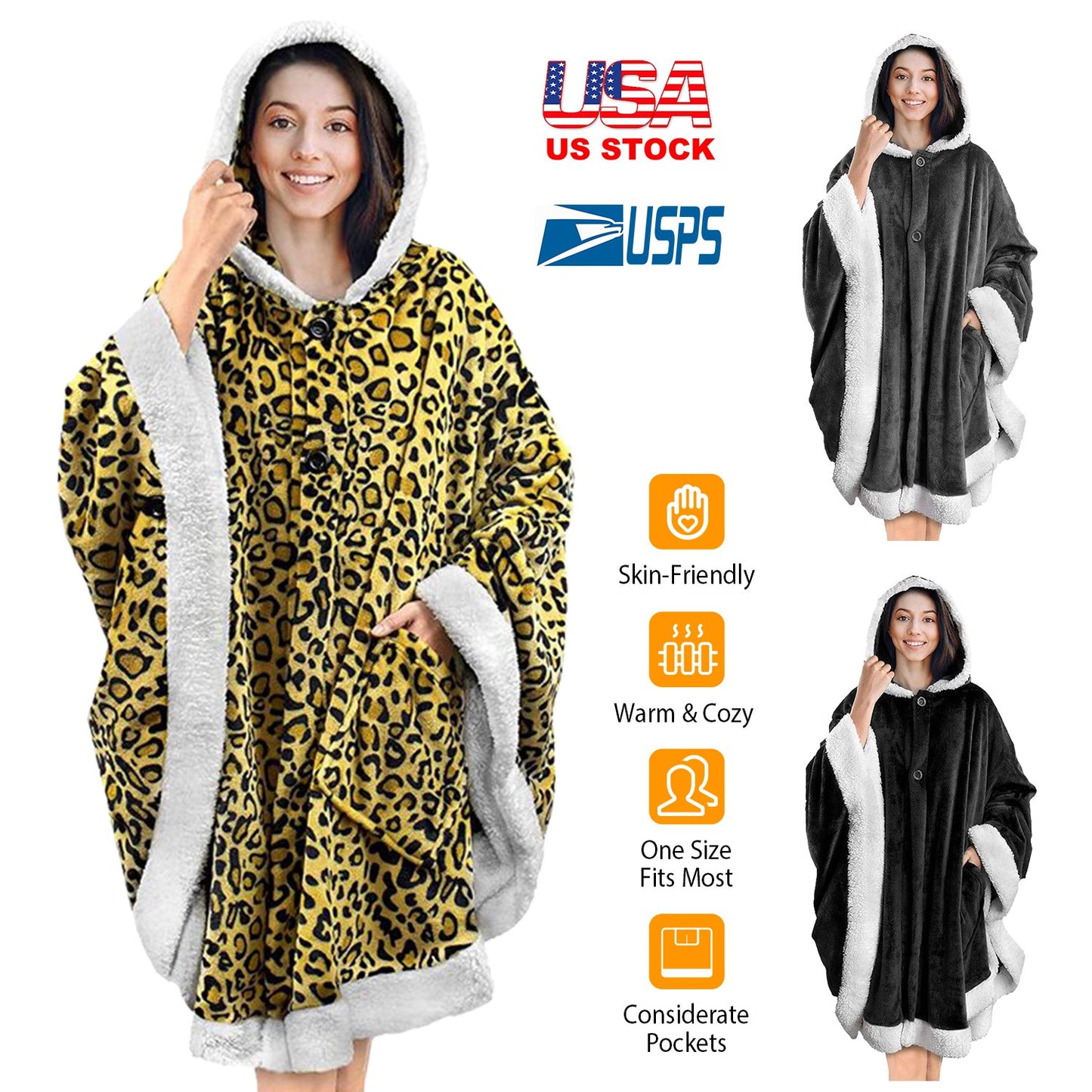 Hoodie Blanket Wrap Wearable Hoodie Snuggle Robe Sweatshirt Soft Lined Cuddle