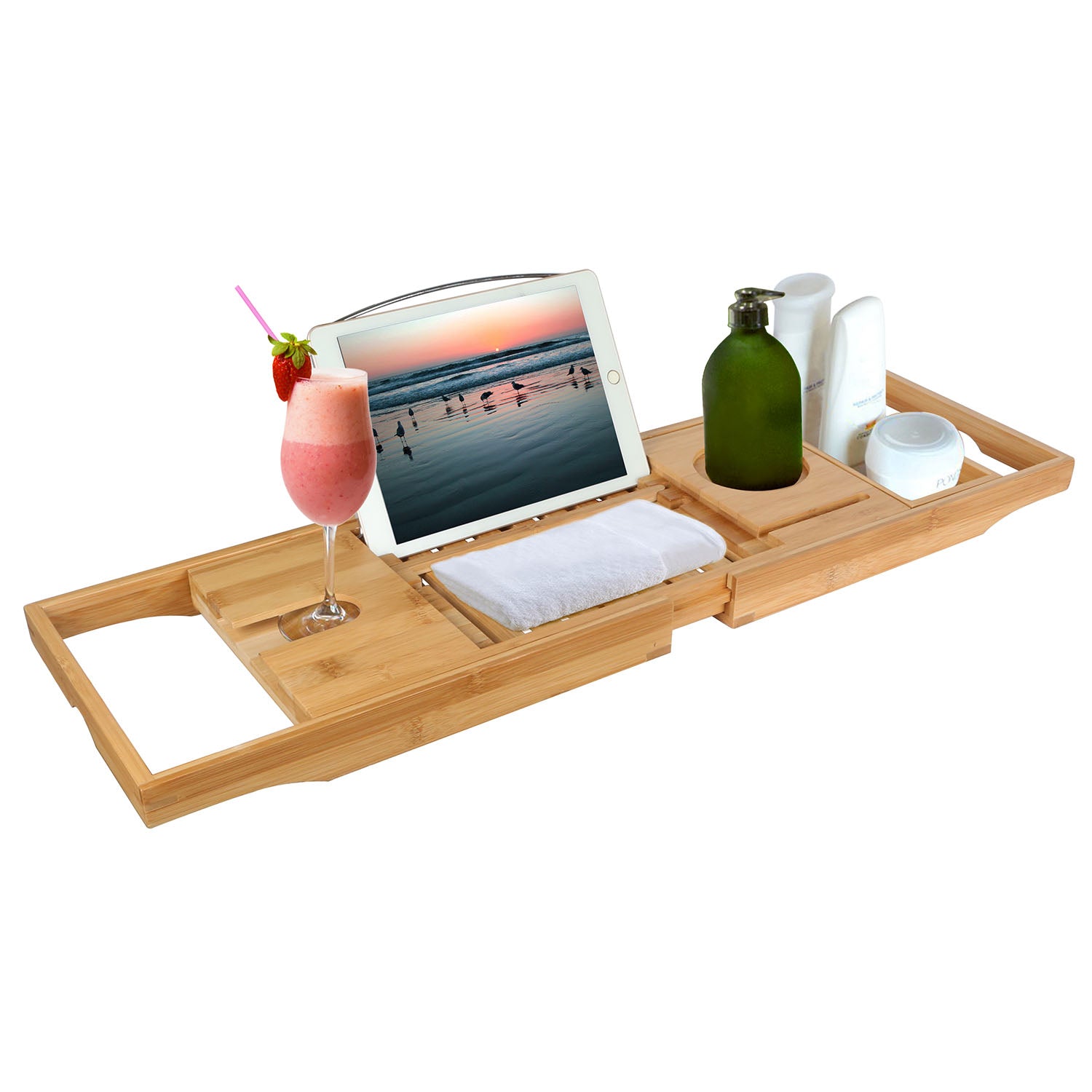 Bathtub Caddy Tray Crafted Bamboo Bath Tray Table Extendable Reading Rack