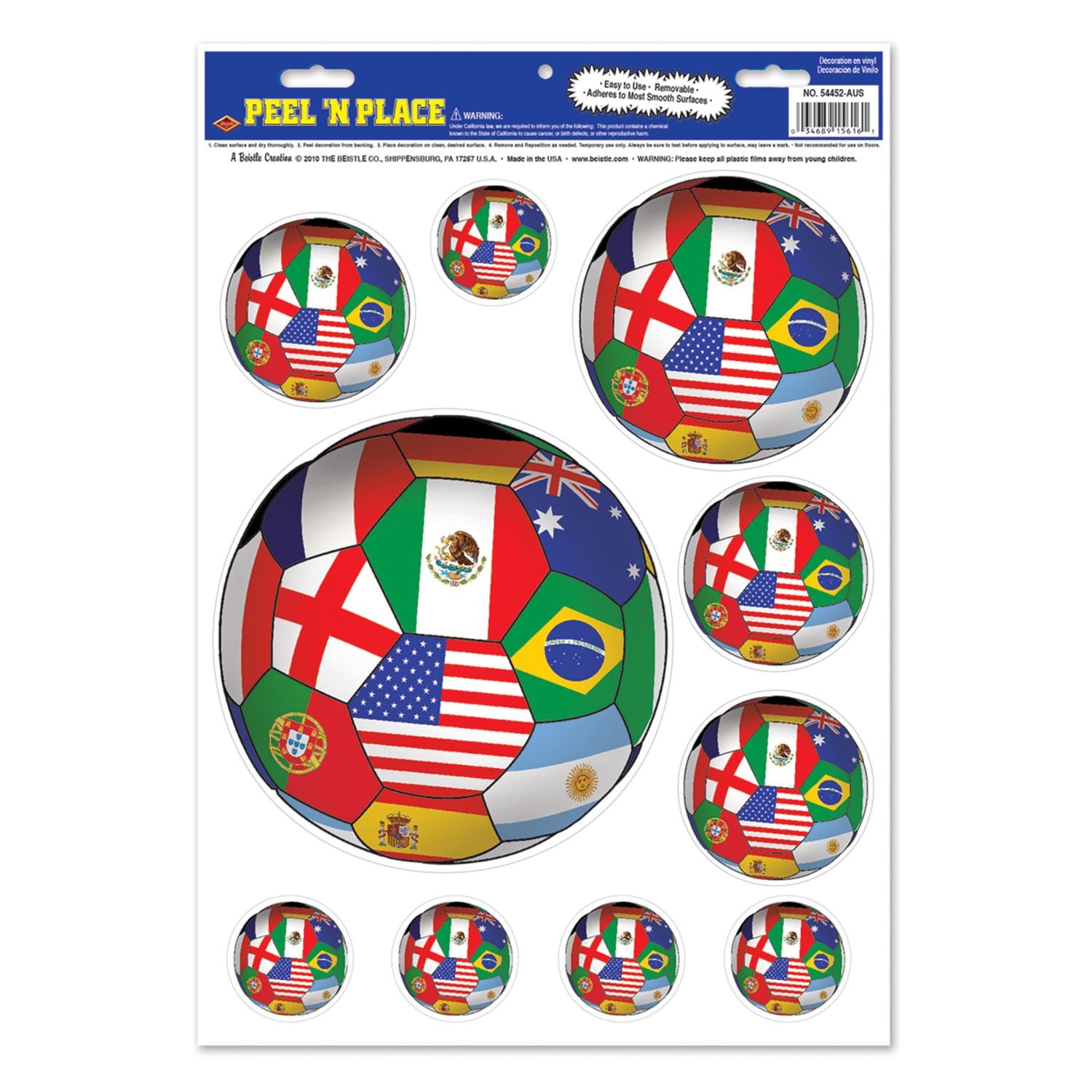 Beistle International Soccer Peel 'N Place | Party Supply | Decoration