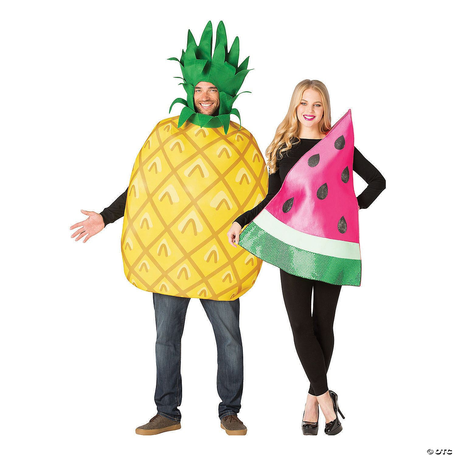 Unisex | Adults Pineapple and Watermelon Couple Costumes