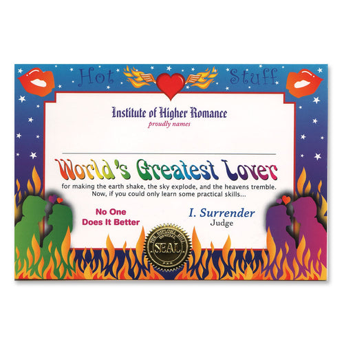 Beistle World's Greatest Lover Award Certificates - Valentines | Party Supply