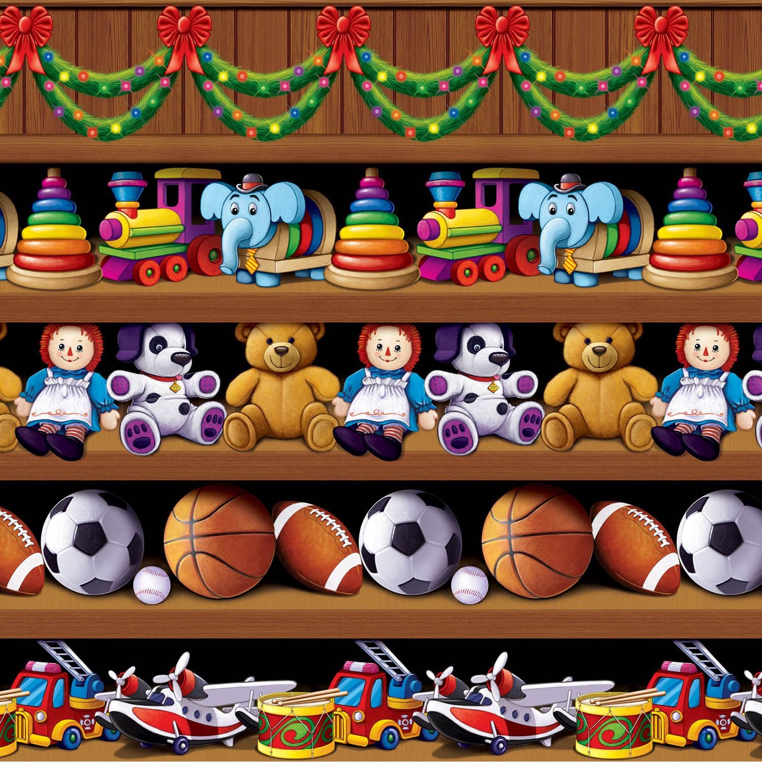 Beistle Santa's Workshop Backdrop - Christmas/Winter | Party Supply