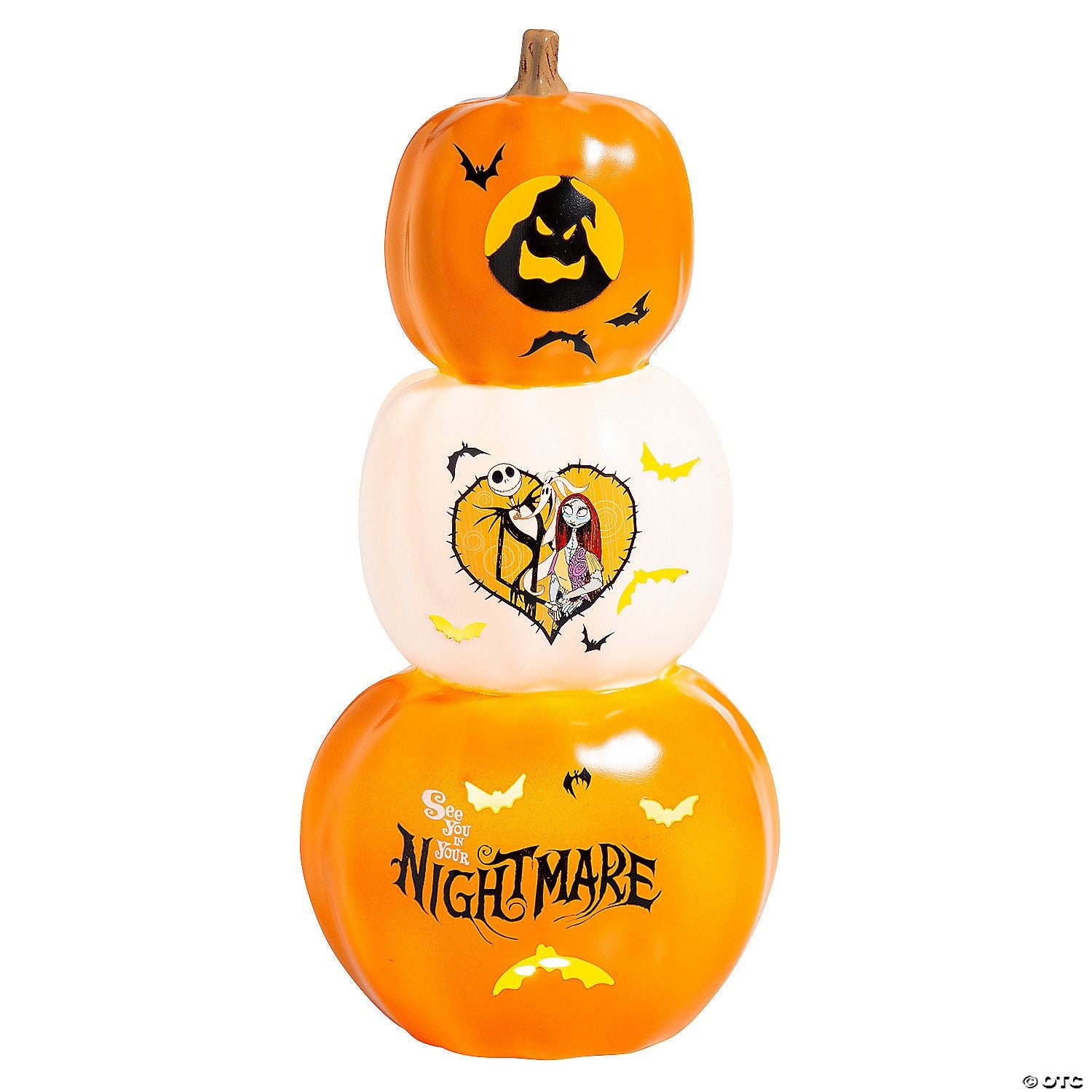 18 1/2" The Nightmare Before Christmas Light-Up Stacked Pumpkins Tabletop