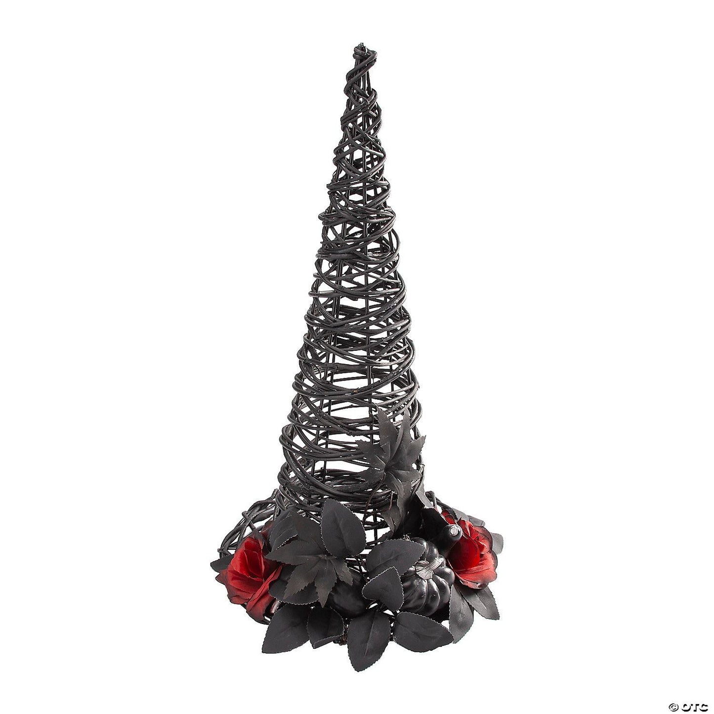 9" x 17 3/4" Black Rattan Wicker Witch’s Hat Halloween Decoration