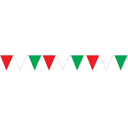 Beistle Red, White, and Green Indoor/Outdoor Pennant Banner, 12 ft - General O