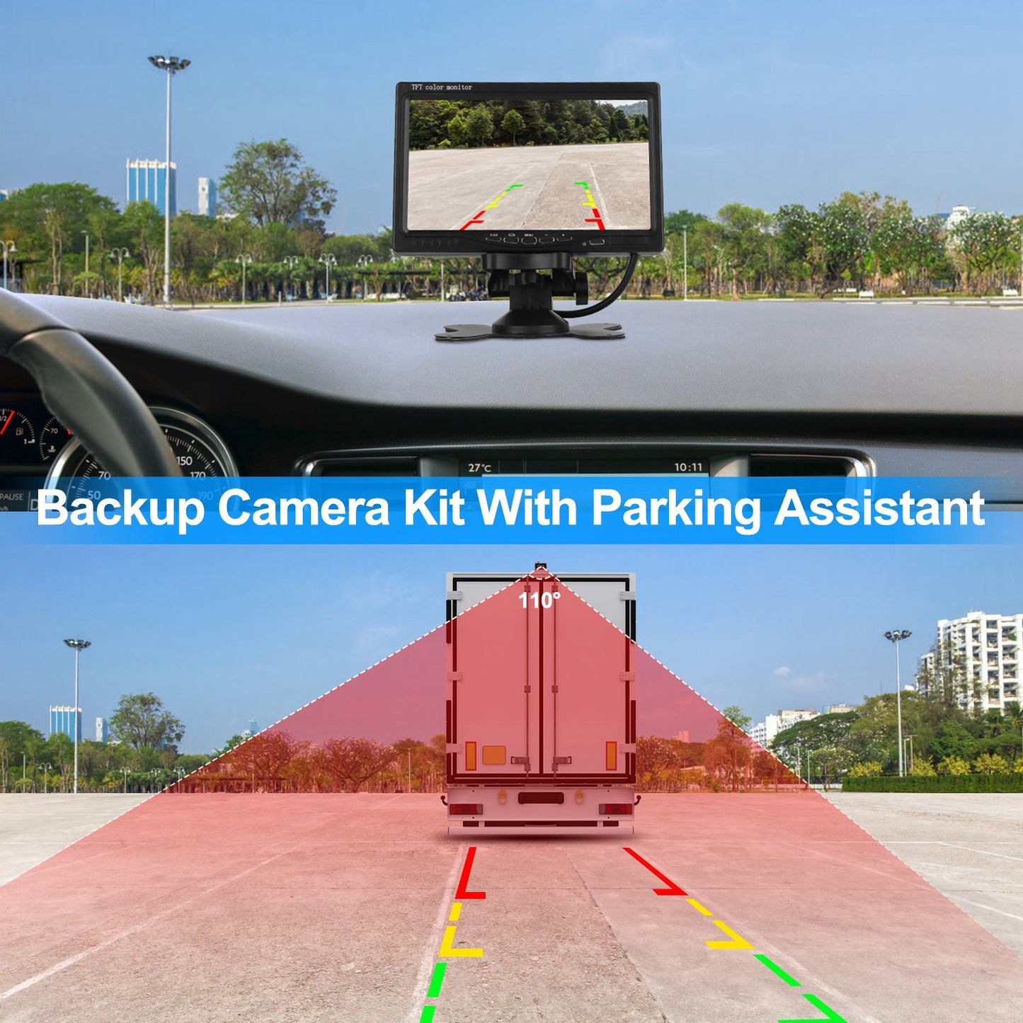 7In Screen Backup Camera System Vehicle Rear View Monitor Kit IP67 Waterproof