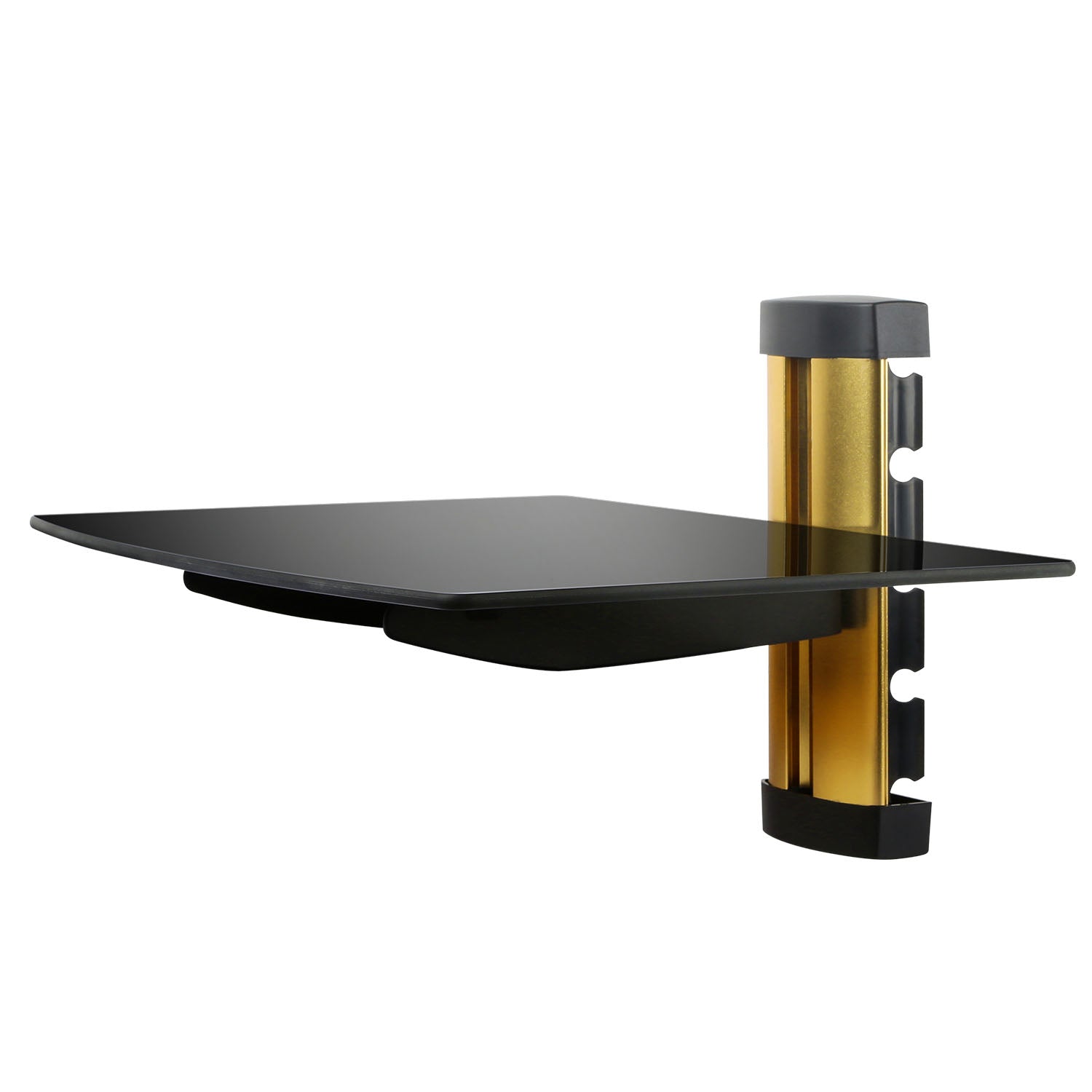 Floating Wall Mounted Strengthened Tempered Glass Shelf for DVD Cable Boxes 1064