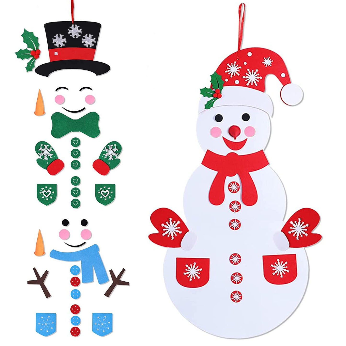 Felt Christmas Snowman Set DIY Felt Christmas Hanging Decorations Kits with