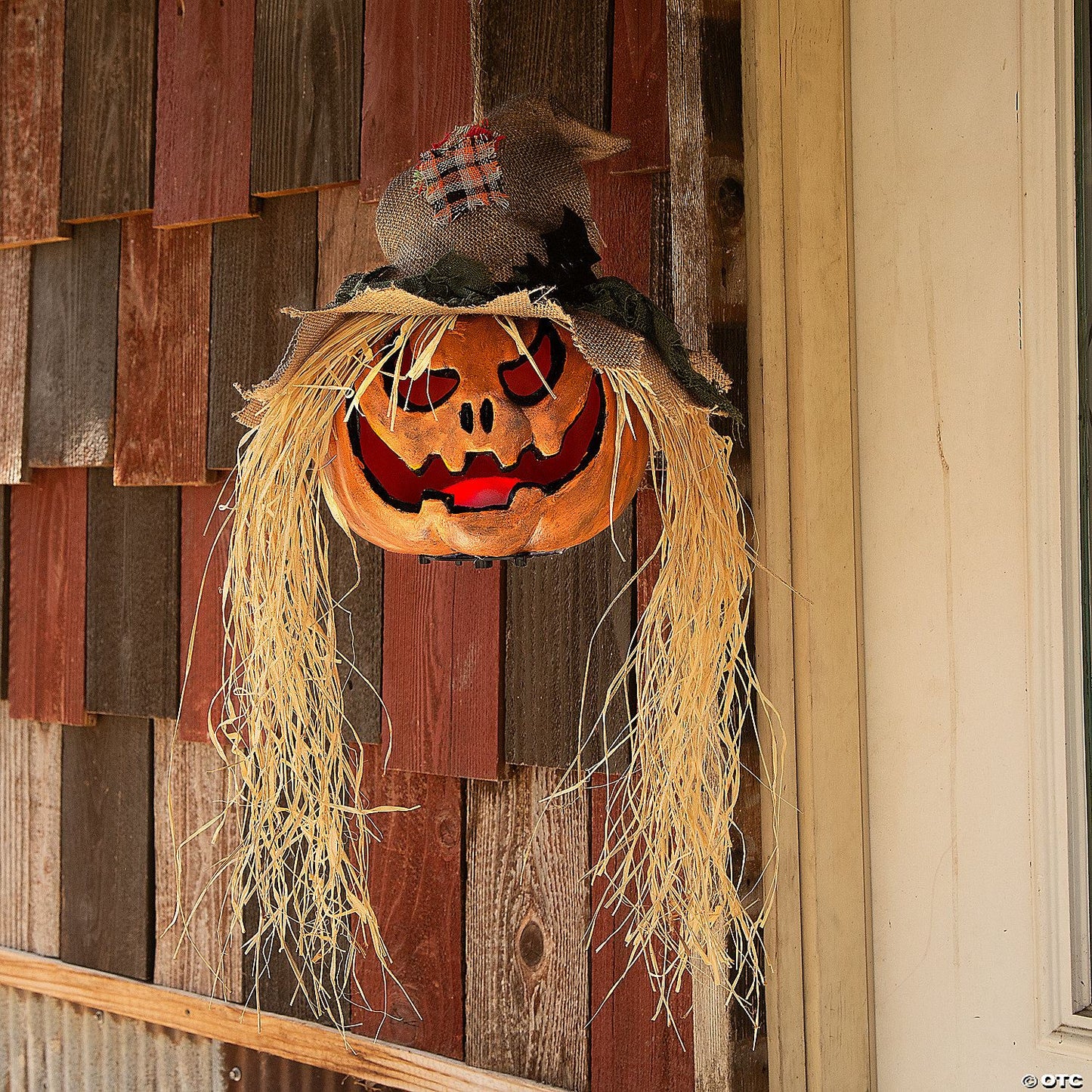 11 3/4" x 27 1/2" Hanging Pumpkin Head Plastic Halloween Decoration