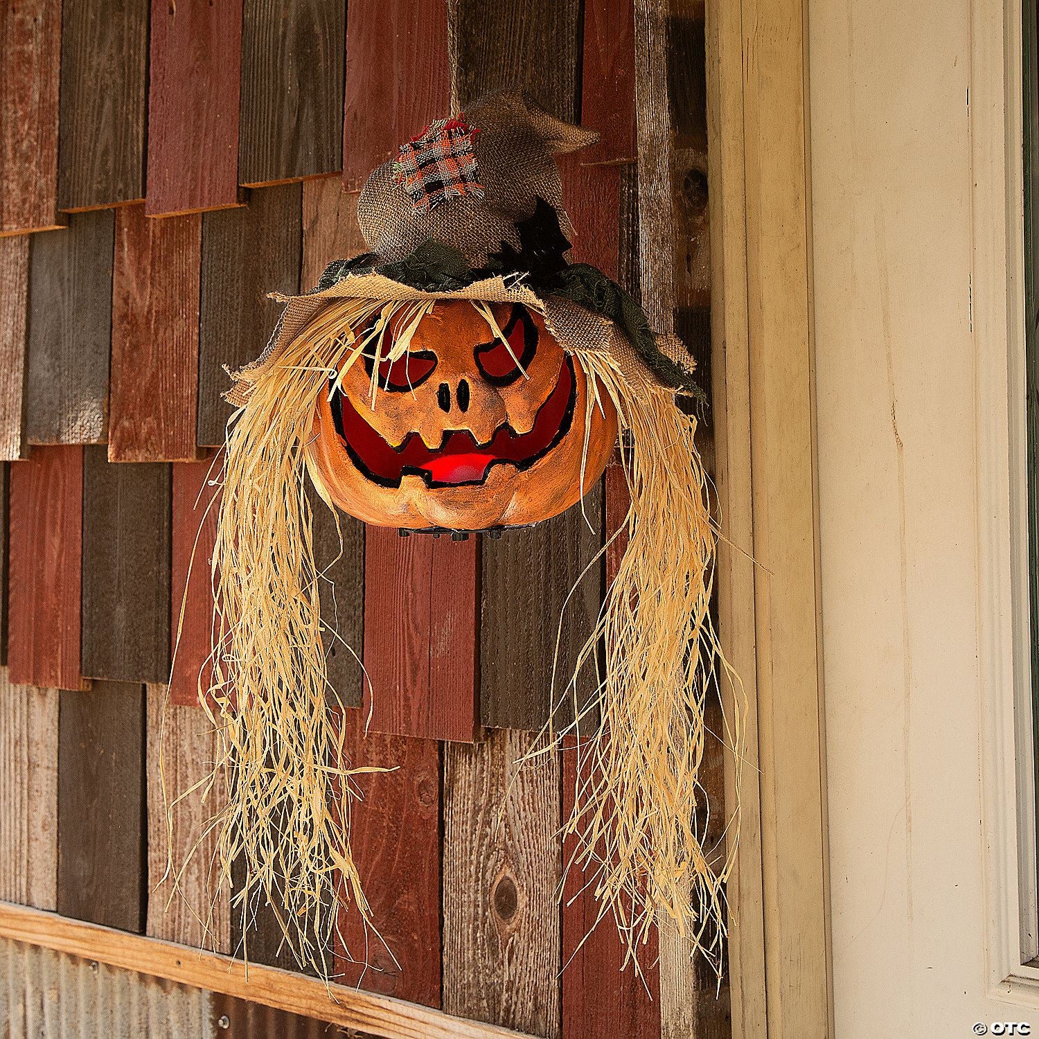 11 3/4" x 27 1/2" Hanging Pumpkin Head Plastic Halloween Decoration