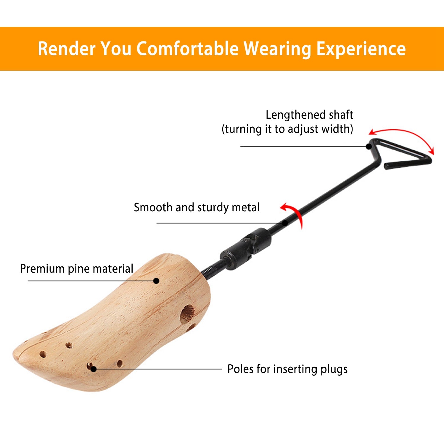 One Pair Boot Stretcher Adjustable Width Shoe Shaper Wooden Boot Widener