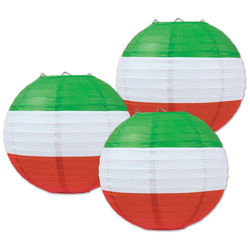 Beistle Red, White & Green Paper Lanterns - Fiesta/Cinco de Mayo | Party