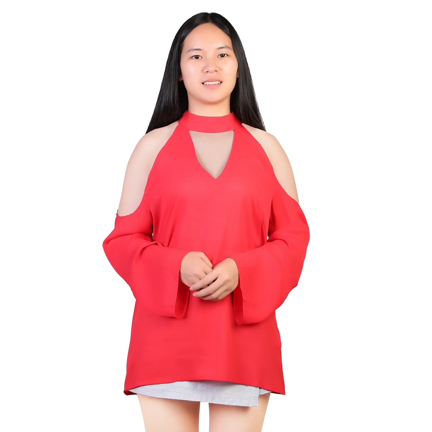Women s Sexy Off The Shoulder Blouses Cold Shoulder Tops V-Neck Long Sleeve