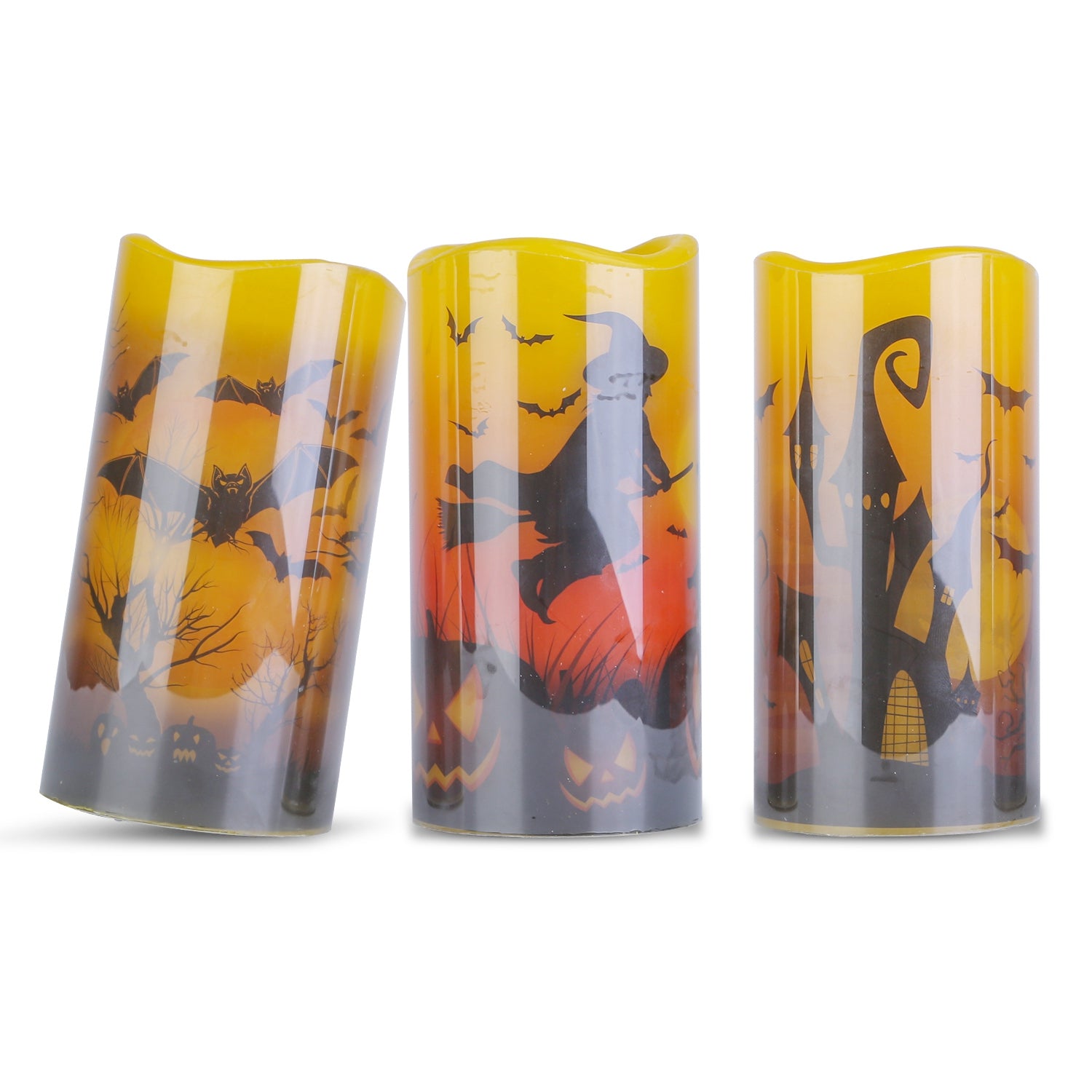 3 Pack Halloween Flameless Candle Lamp with Timer Setting Battery Operated 8603