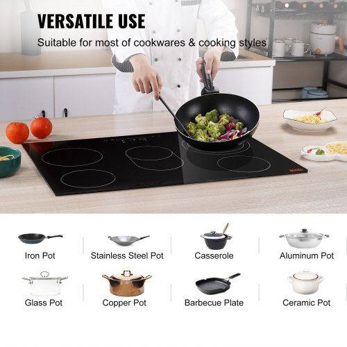 Built in Electric Stove Top 30.3 x 20.5 inch 5 Burners 240V Glass Radiant