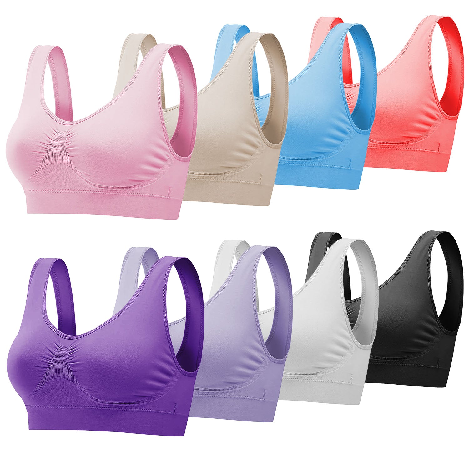 3 Pack Sport Bras For Women Seamless Wire-free Bra Light Support Tank Tops For
