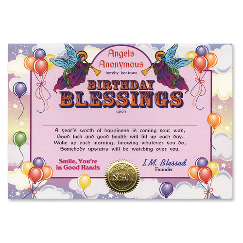 Beistle Birthday Blessings Award Certificates | Party Supply | Decoration