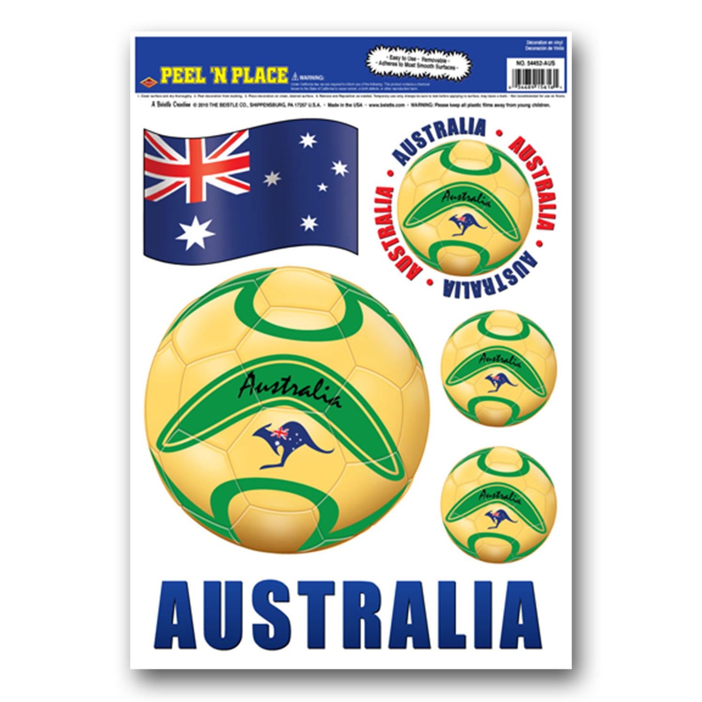 Beistle Australia Soccer Peel 'N Place | Party Supply | Decoration