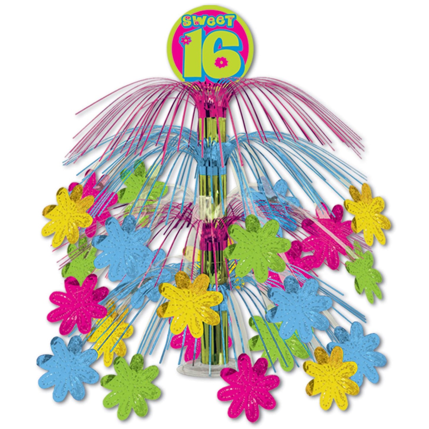 Beistle Retro Flower Sweet 16 Cascade Centerpiece | Party Supply | Decoration