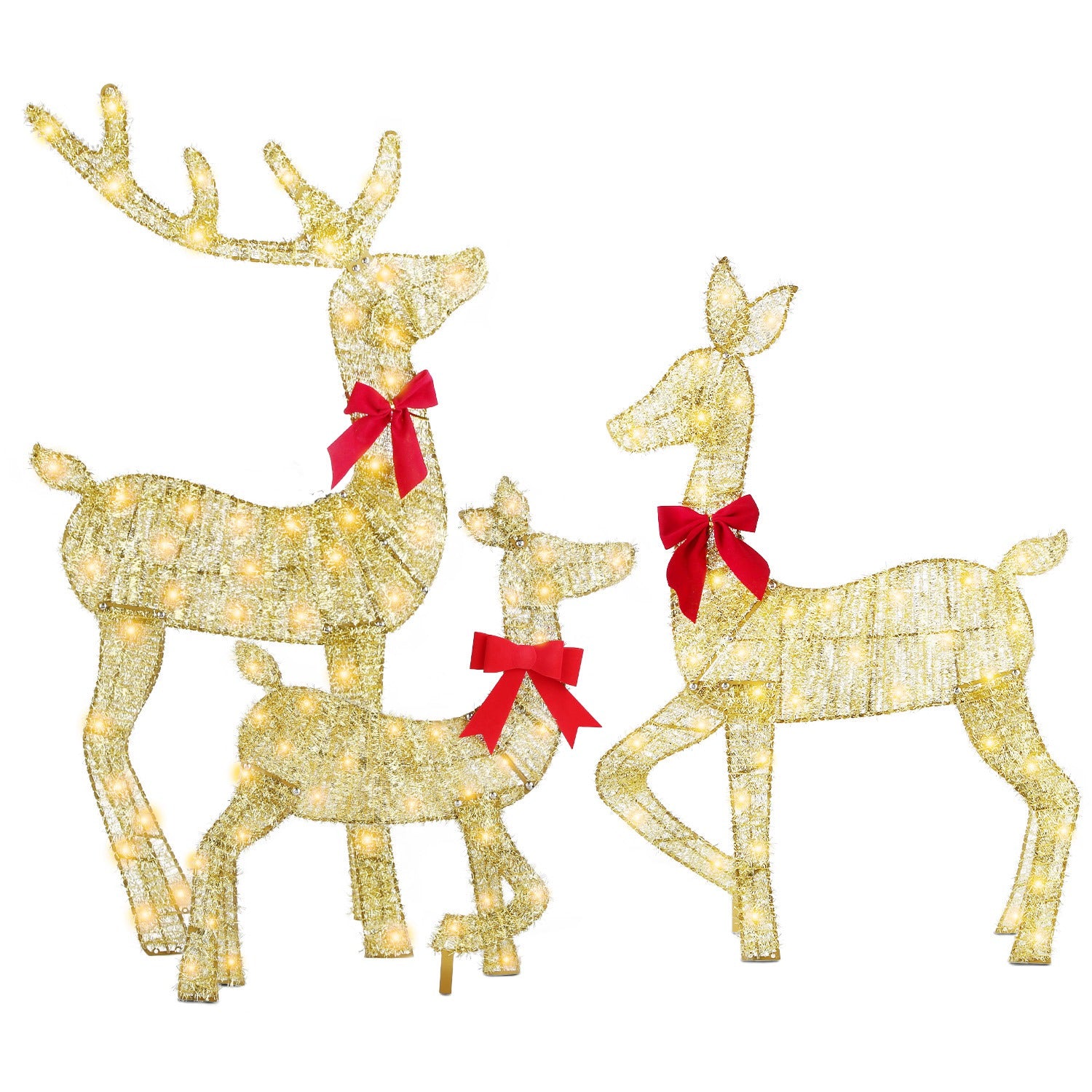 3 Pieces 2D Lighted Christmas Deer Family Set Indoor Outdoor Light Up Reindeer