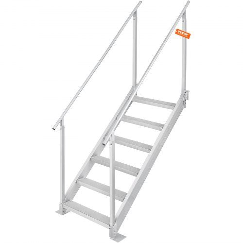 Dock Ladder 43''-51'' Adjustable Height 500 lbs Load Capacity Aluminum A