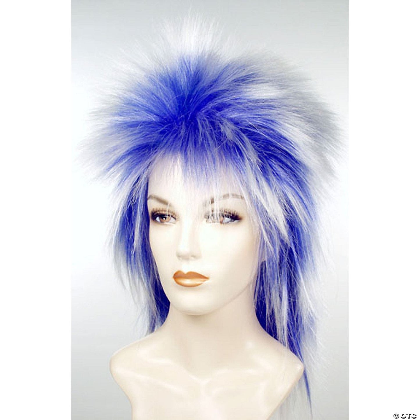 Mens | Adult Punk Fright Wig Blue Root with White Tips | Blue/White