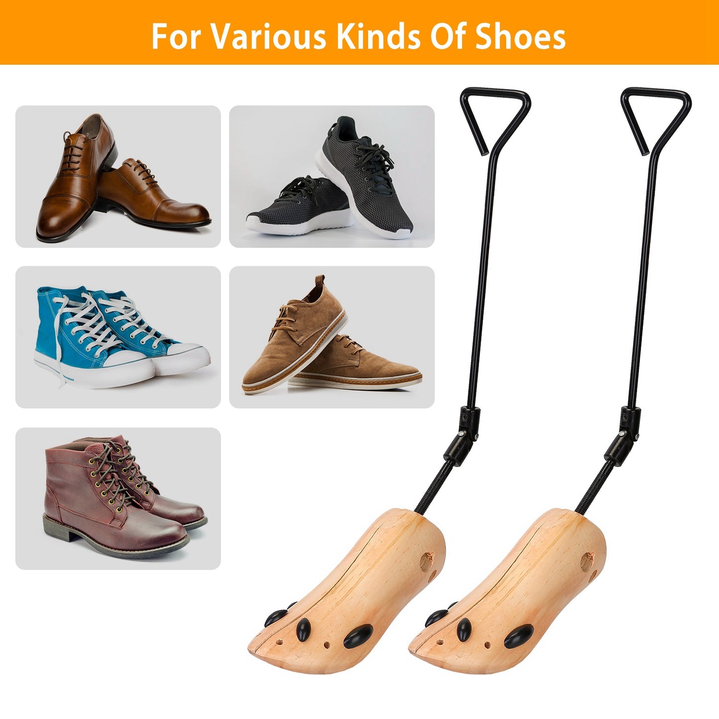One Pair Boot Stretcher Adjustable Width Shoe Shaper Wooden Boot Widener