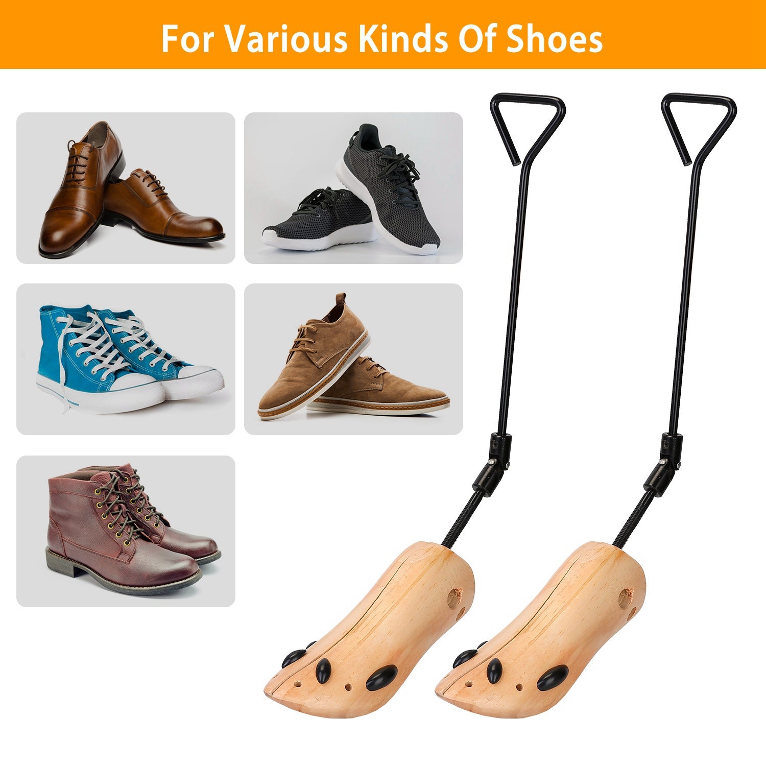 One Pair Boot Stretcher Adjustable Width Shoe Shaper Wooden Boot Widener