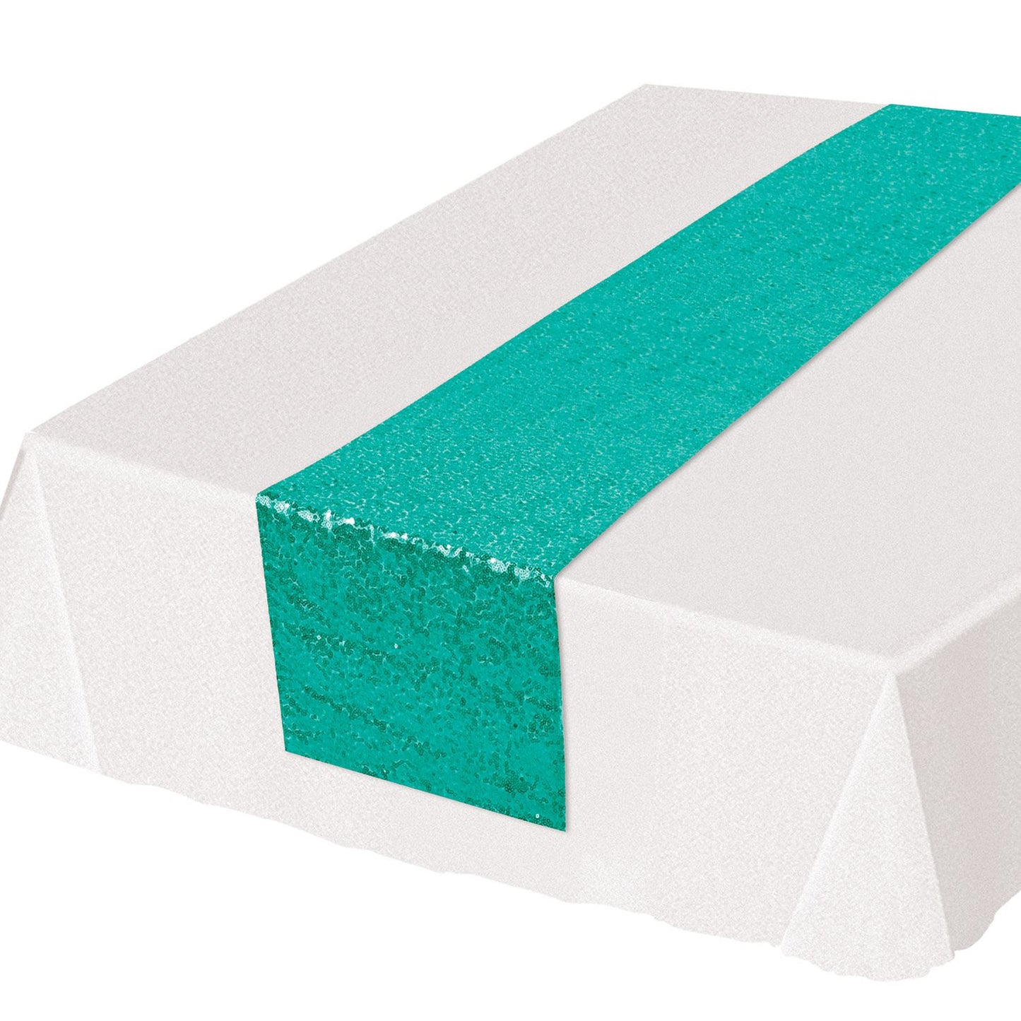 Beistle Sequined Table Runner - Turquoise - General Occasion | Party Supply