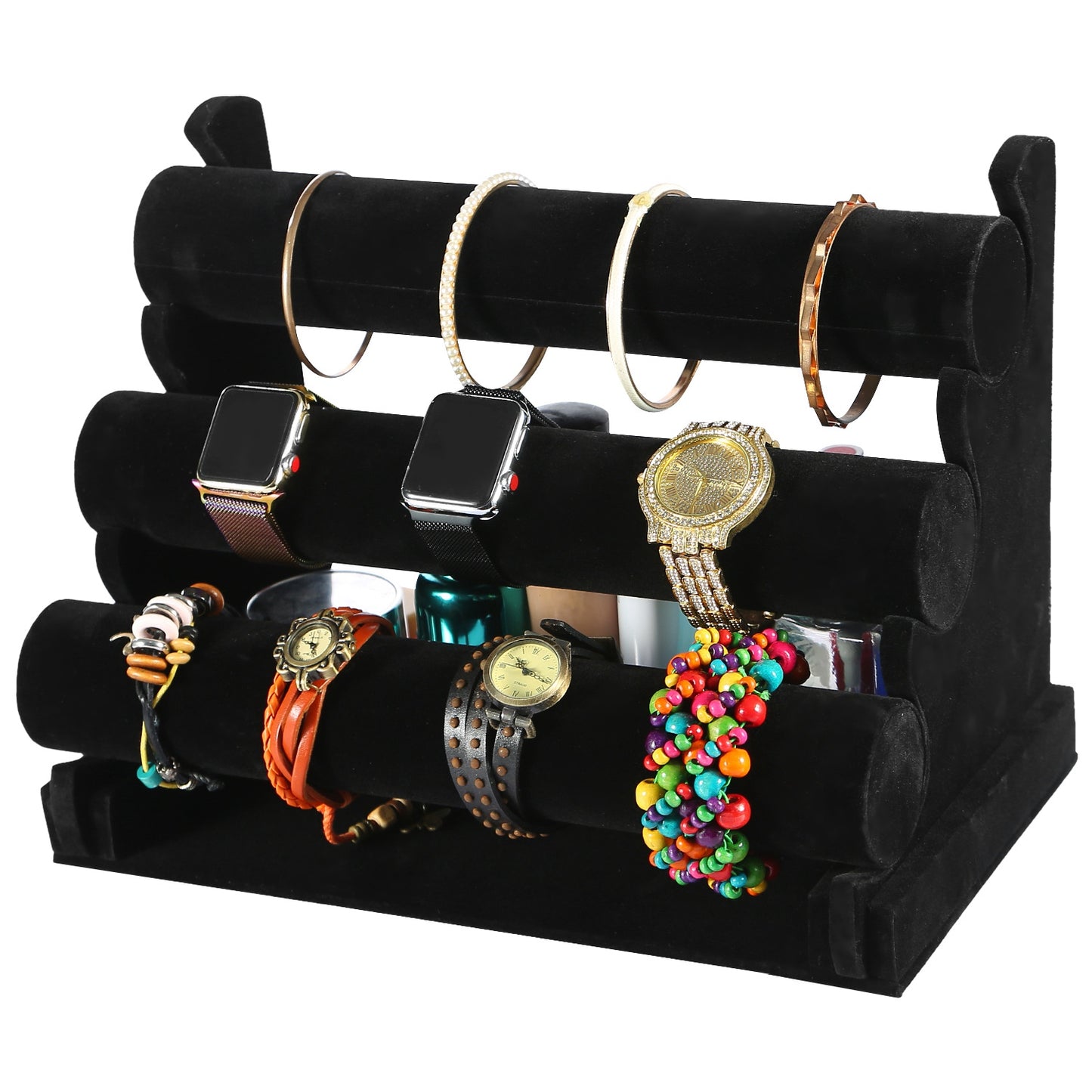 3-Tier Velvet Jewelry Stand Removable Bracelet Holder Watch Jewelry Bangle