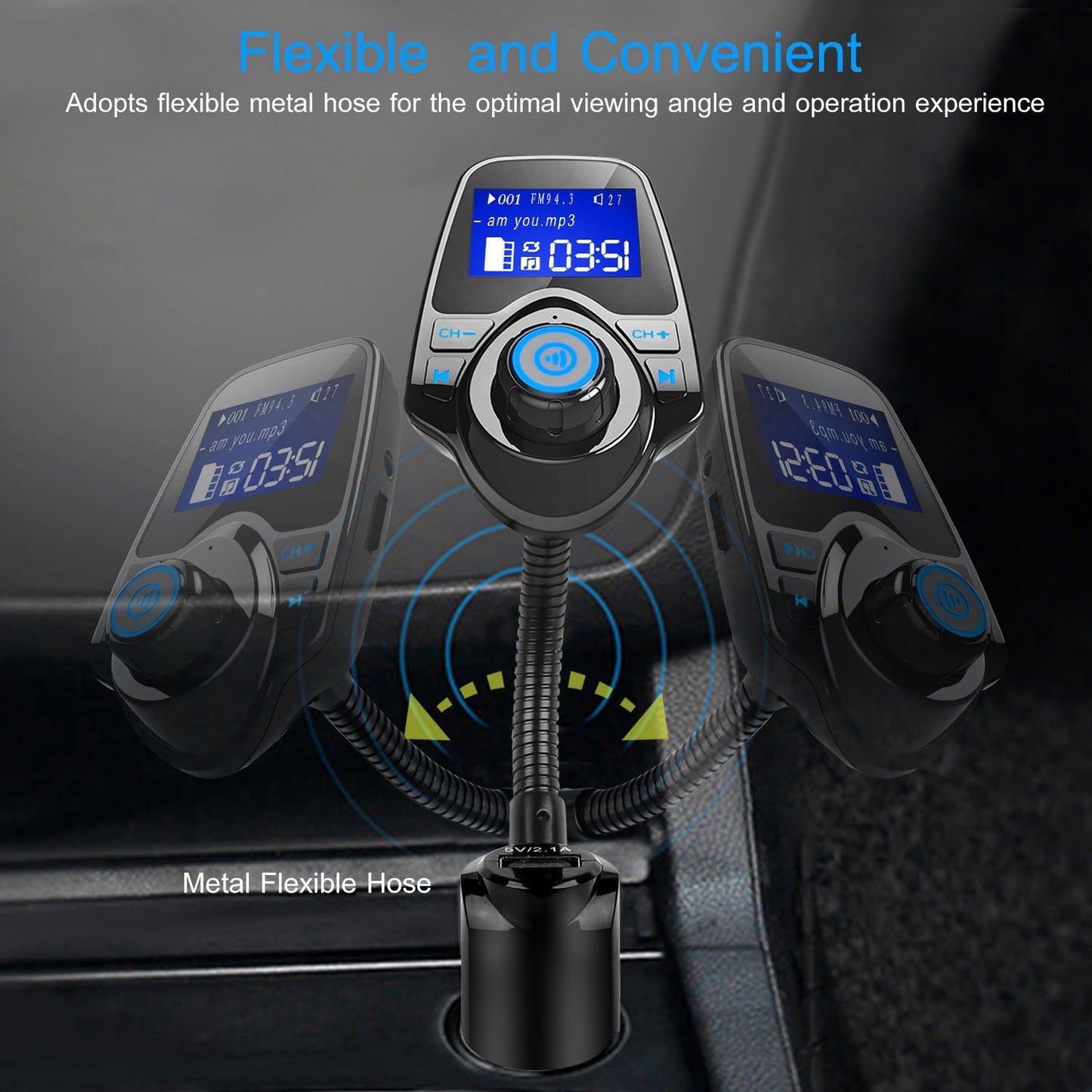 iMounTek Car Wireless FM Transmitter Fast USB Charge Hands-free Call Car MP3