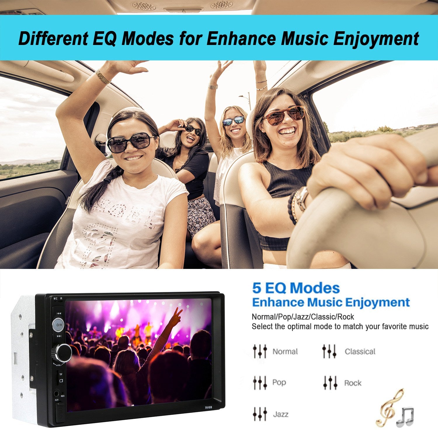iMounTEK 7 Inches Universal Wireless Car MP5 Player 1080P Video Player Stereo