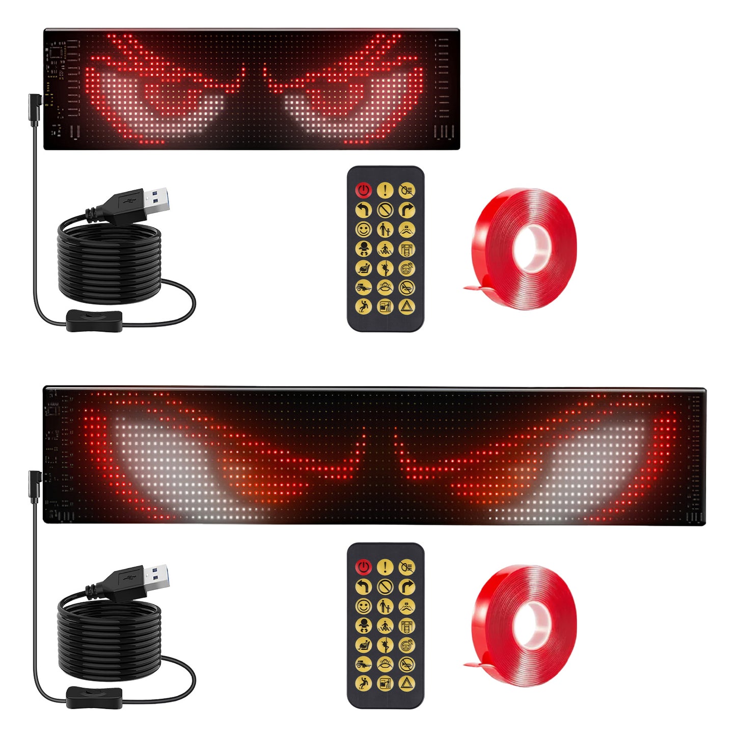 2Pack 16x96 Matrix Devil Eyes Lights For Car Ultra-thin Programmable LED Car