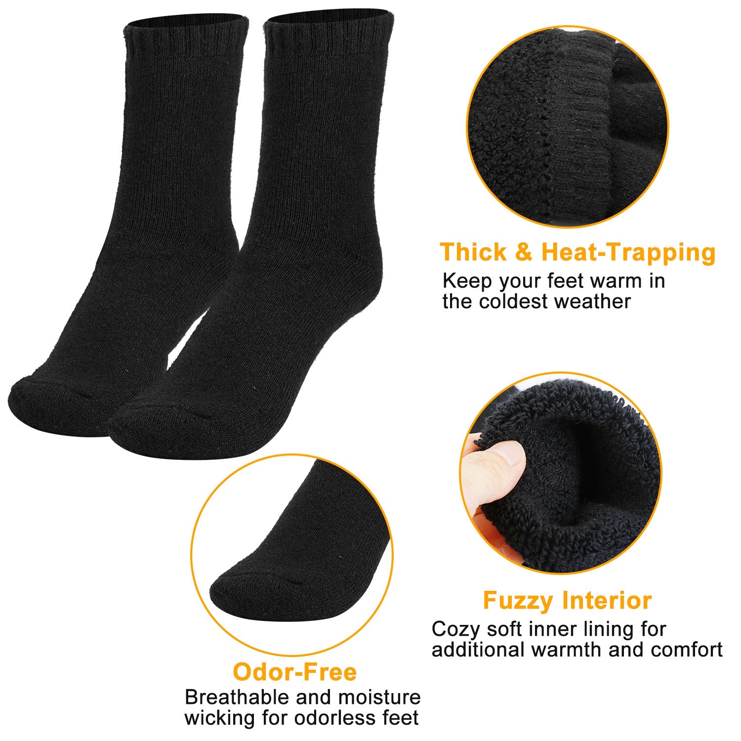3 Pairs Men Warm Wool Socks Soft Cozy Winter Thermal Socks For Men Thick
