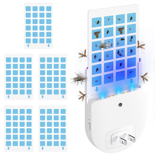 Plug-In Indoor Flying Insect Trap 5 Glue Boards UV Light Mosquito Killer With