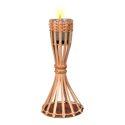 Beistle Bamboo Tiki Table Torch with Candle - Party Supply Decoration for Luau