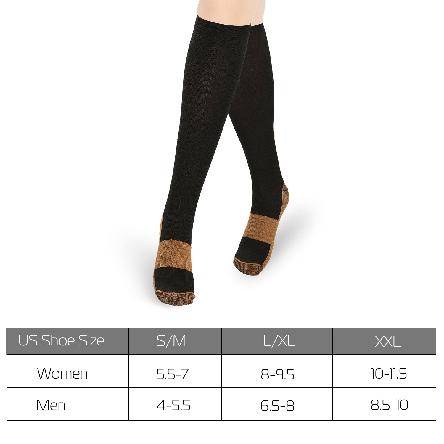 Unisex Copper Compression Socks Women Man Durable Hose Graduated Support Socks