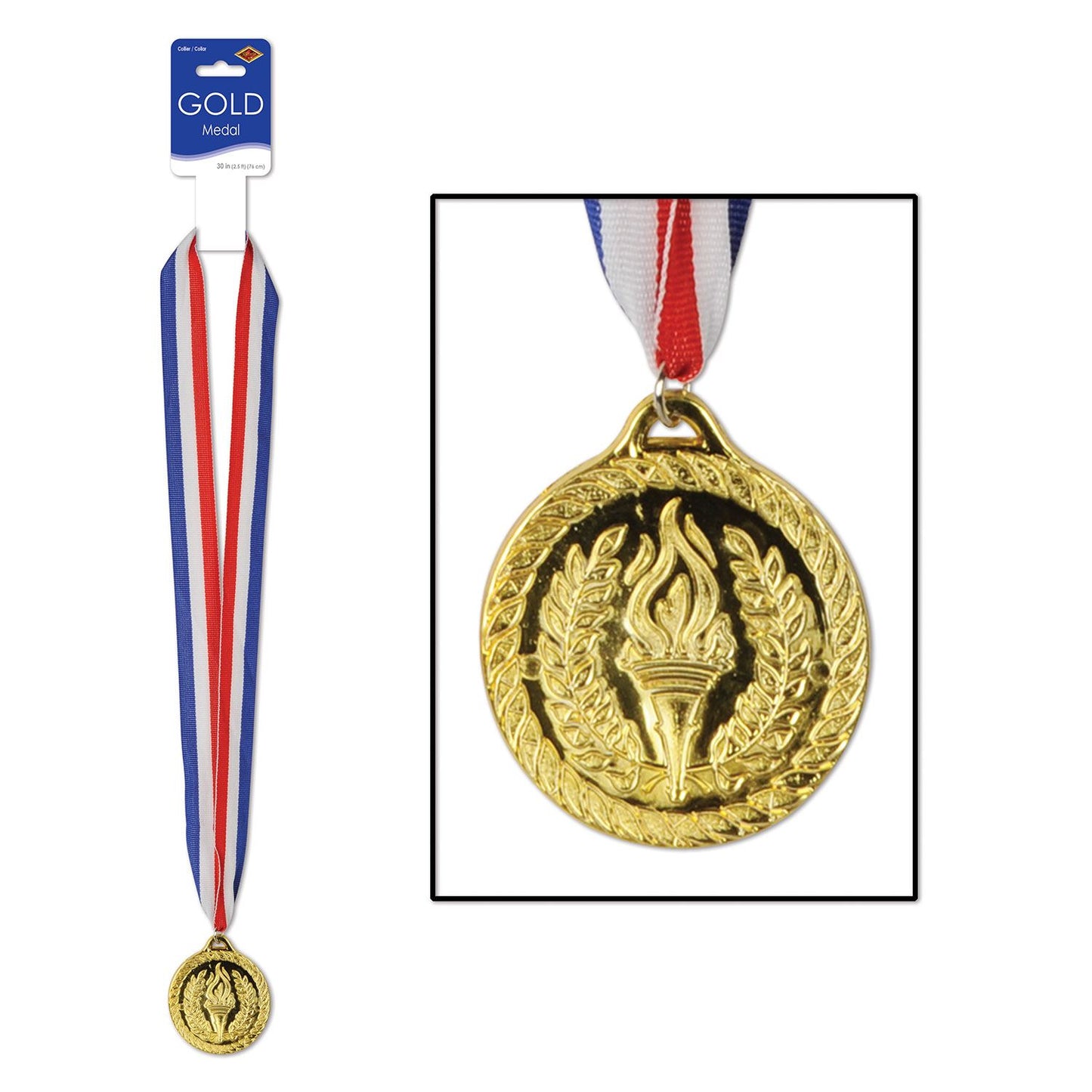 Beistle Gold Medal with Ribbon - Sports | Party Supply | Decoration | Favor