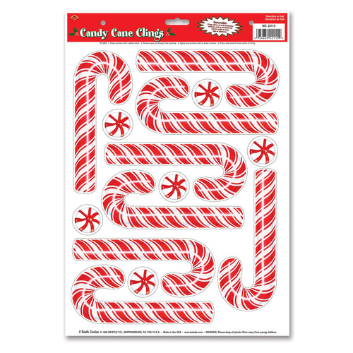 Beistle Candy Cane Clings - Christmas/Winter | Party Supply | Decoration