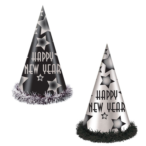 Beistle Happy New Year Party Hats - Silver - New Years | Party Supply