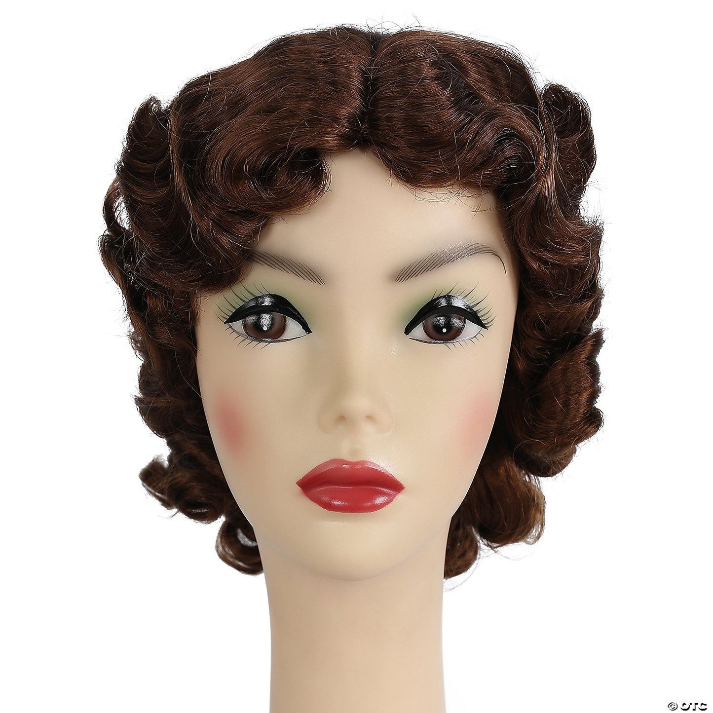 Womens Brown 1930s Fingerwave Fluff Wig | Brown/Red