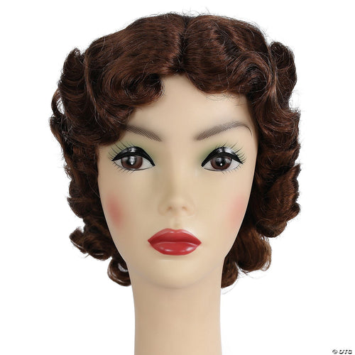 Womens Brown 1930s Fingerwave Fluff Wig | Brown/Red