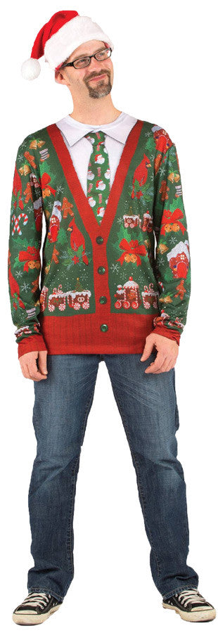 Mens Adult Ugly Christmas Cardigan Sweater T-Shirt