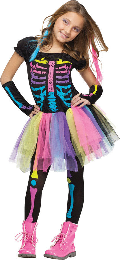 Girls Funky Punk Skeleton Costume