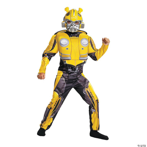 Boys Kids Muscle Transformers Bumblebee Costume