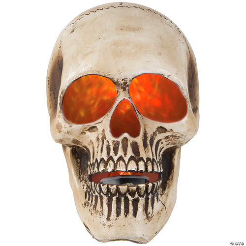 10” Blazing Scenes Natural Brushed Skull W/Fire & Ice Light