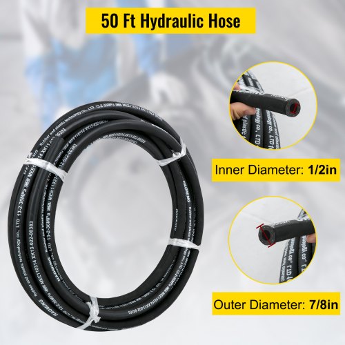 Hydraulic Hose 50 Feet Rubber Hydraulic Hoses with 2 HighTensile Steel Wire