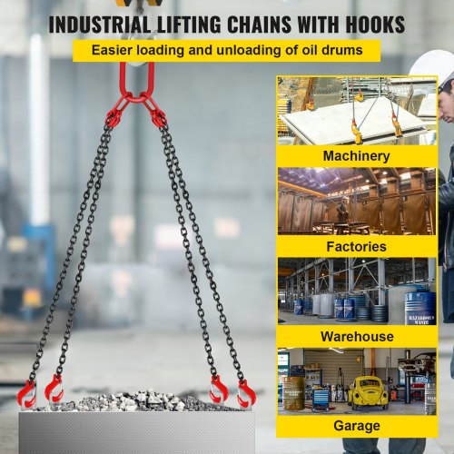 Chain Sling 516 inch x 5 ft Lifting Chains with Hooks G80 Engine Chain